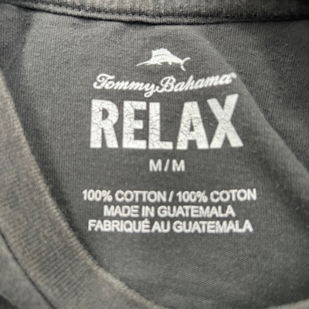 Tommy Bahama Relax Mens Medium Black Bringing the Bands Back Cigar Shirt - Picture 7 of 7